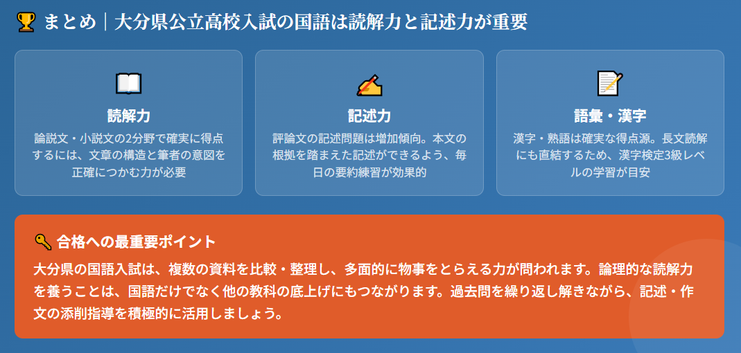 まとめ｜大分県公立高校入試の国語は読解力と記述力が重要