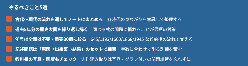 まとめ｜頻出テーマを優先して効率よく歴史対策を進めよう